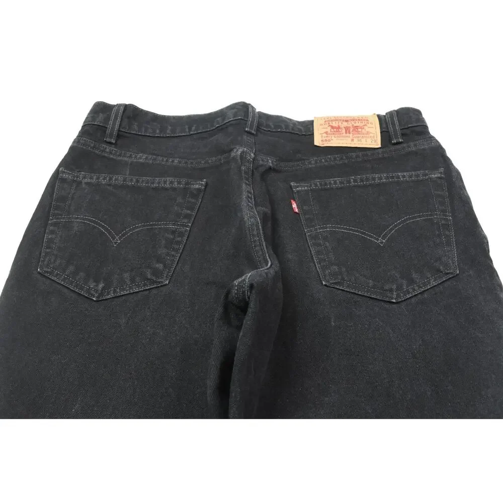 Vintage Levis 550 Jeans Mens 36x29 Bluack Relaxed Fit Denim 90s USA
